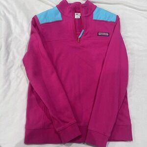 Vineyard Vines Women's  Pink Sweatshirt Quarter Zip Pullover Whale Logo, XS